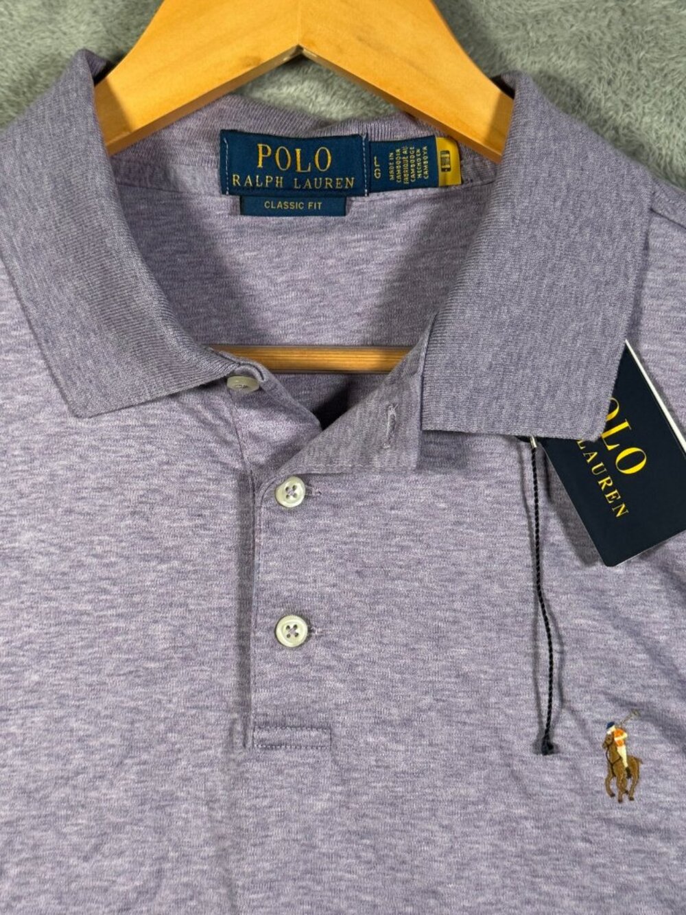 Polo Ralph Lauren Shirt Mens L Purple Heather Classic Fit Short Sleeve Soft $110